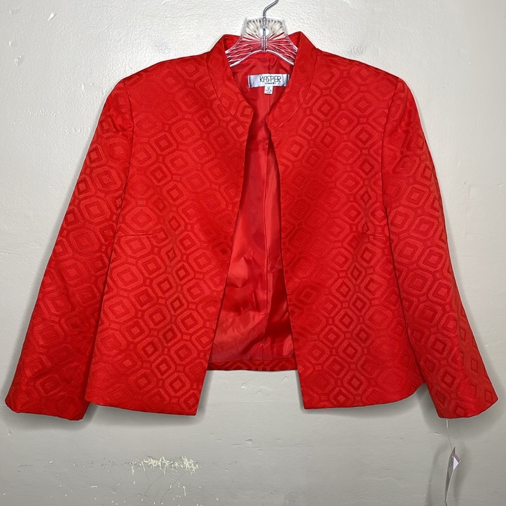 KASPER Separates NEW BEGINNINGS Blazer Tangerine Embossed Fabric Career 12